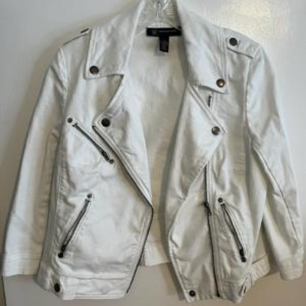 INC brand White Distressed Denim Jacket, Size Small, Like New